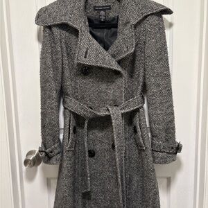 New York & Company Gray Herringbone Pea Coat